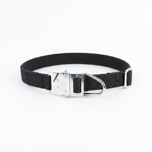 Kennel Cotton Adjustable M.S. Click Lock Dog Collar | Heavy-Duty Cotton Pet Collar with Metal Buckle