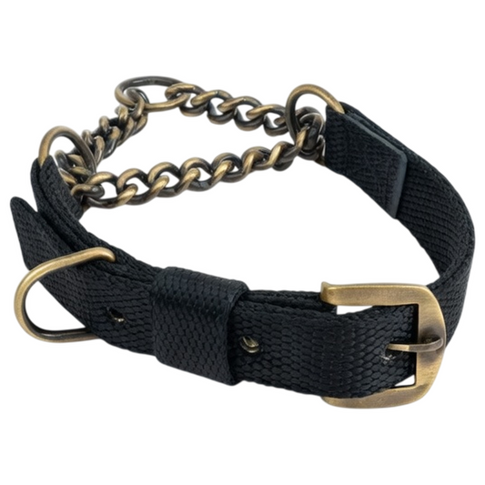 Dog Martingale Collar with Brass Chain | Kennel