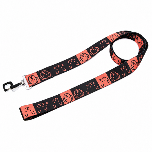 Memes Print Nylon Dog Leash — Red & Black