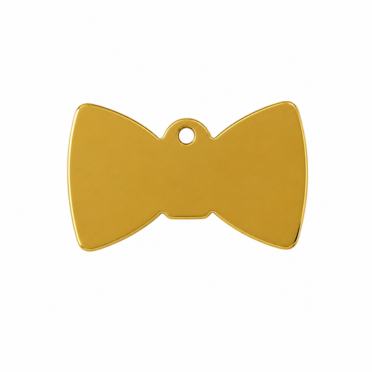 Brass Dog Name Tag — Bow Shape, Medium