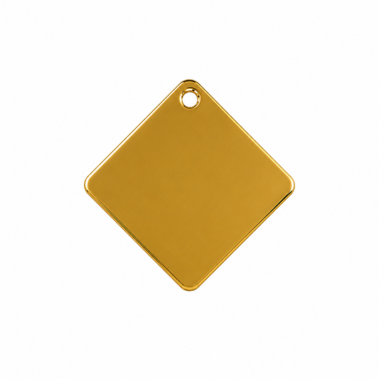 Brass Dog Name Tag — Diamond Shape, Medium