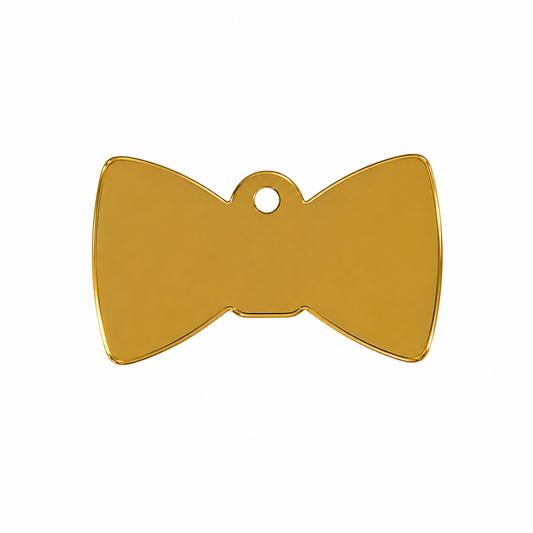 Brass Dog Name Tag – Bow Shape, Engravable, Large