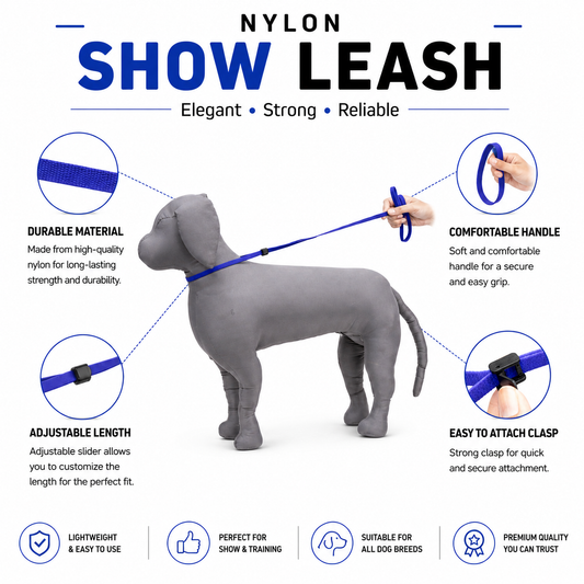 Kennel Nylon Dog Show Leash with Adjustable Stopper