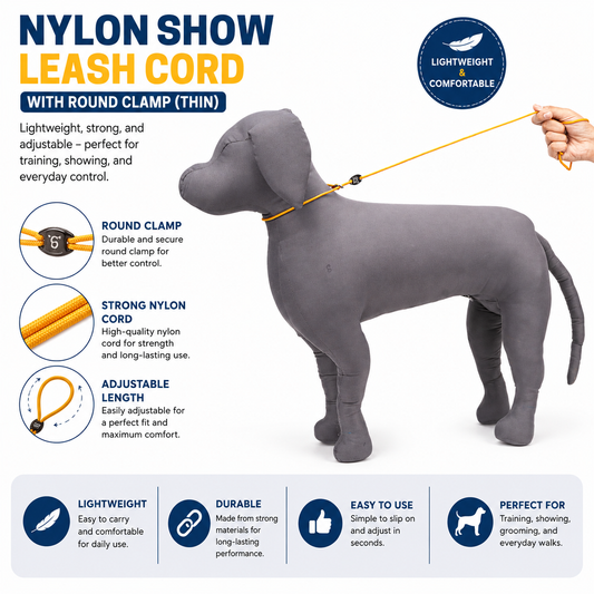 Kennel Thin Nylon Show Leash with Flat Clamp