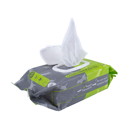 Kennel Anti-Bacterial Neem & Aloe Vera Wet Wipes for Pets (100 Wipes)