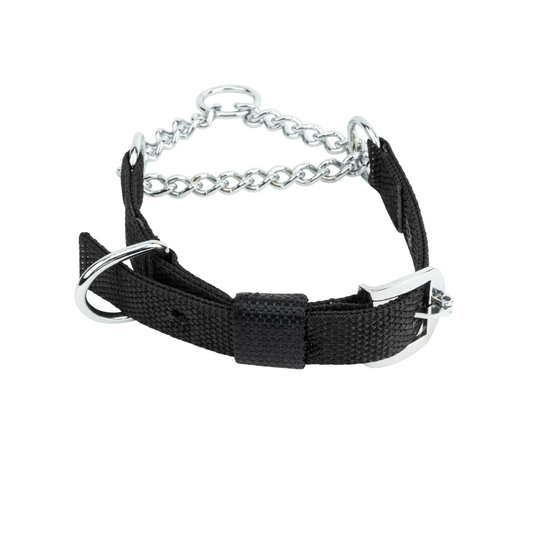 Kennel Nylon Chain Martingale Collar | Adjustable Nylon & Chain Training Collar