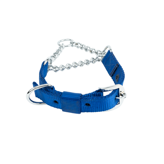 Kennel Soft Nylon Chain Martingale Collar – Gentle Training Collar with Chain