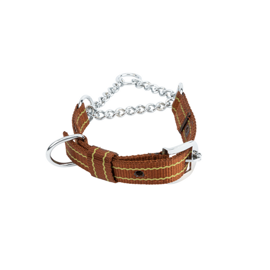 Kennel Pattern Nylon Chain Martingale Collar | Secure Adjustable Training Dog Collar