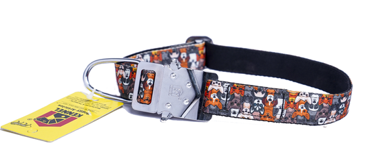 Kennel Animals Printed Nylon Dog Collar with M.S. Click Lock