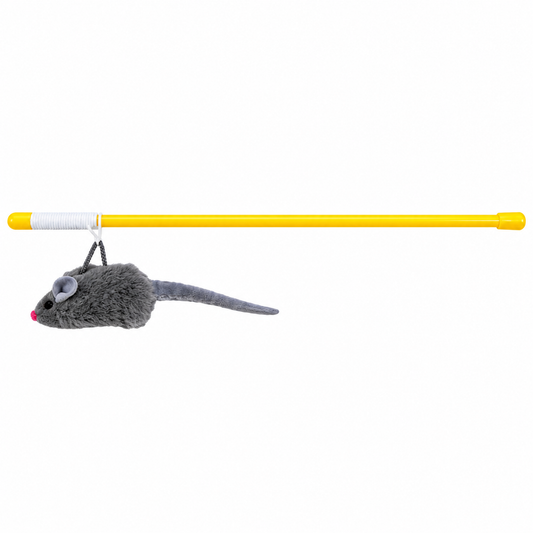 Grey Mouse Teaser Stick Toy for Cats