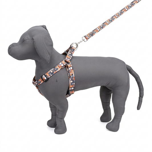 Multi Face Brown Printed Padded Click Lock Adjustable Harness