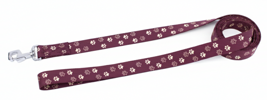 Kennel Purple Paws Print Nylon Dog Leash