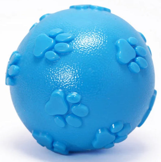 Kennel Rubber Paw Print Ball Dog Toy - Blue