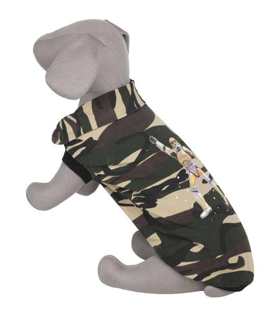 Kennel Army Fancy Dog T-Shirt with Collar – Camouflage Printed Pet Outfit