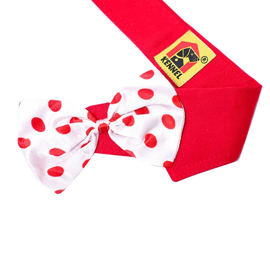 Kennel Dog Bow Tie Collar | Stylish Adjustable Fabric Pet Collar with Polka Dot Bow for Small & Medium Dogs