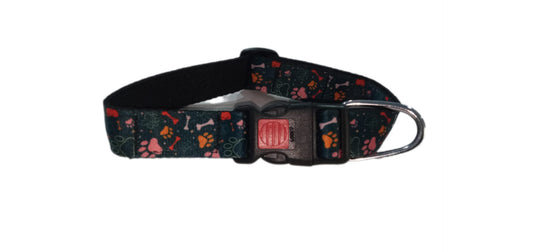Kennel Paws Printed Nylon Dog Collar with Quick-Release Buckle (1")