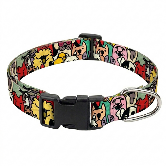 Kennel Printed Collar - Animated Animals