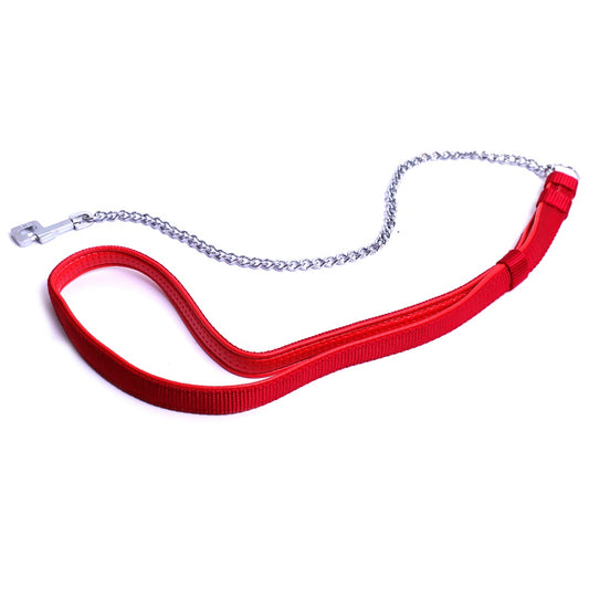 Kennel Foam Padded Soft Nylon Chain Leash | Comfortable Foam Handle & Strong Chrome Chain Dog Leash