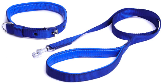 Kennel Foam Padded Nylon Collar Set & Leash (1") | Comfortable & Durable Dog Walking Set