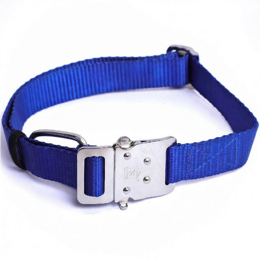 Kennel Cotton Adjustable M.S. Click Lock Dog Collar | Heavy-Duty Cotton Pet Collar with Metal Buckle