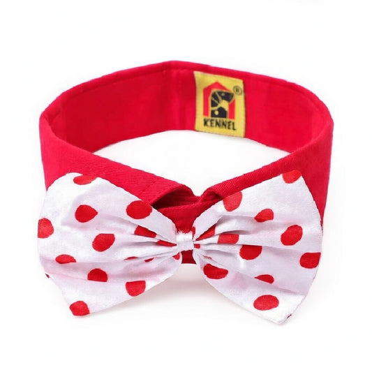 Kennel Dog Bow Tie Collar | Stylish Adjustable Fabric Pet Collar with Polka Dot Bow for Small & Medium Dogs