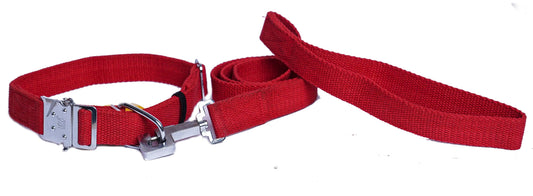 Kennel Cotton M.S. Click Lock Collar & Leash Set (1") | Durable & Comfortable Dog Walking Set
