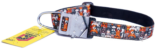 Kennel Animals Printed Nylon Dog Collar with M.S. Click Lock