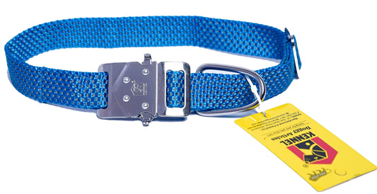 Kennel Premium Reflective Nylon Dog Collar (1 Inch) – M.S. Clock Lock Adjustable Collar for Safety and Strength