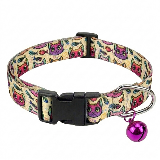 Kennel Printed Puppy & Cat Collar - Kitty Fishy
