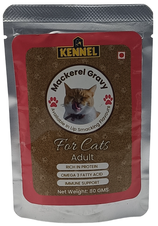 Kennel Mackerel Gravy Adult Cat Food Pouch – Protein-Rich Wet Meal with Omega 3 for Immunity & Skin Health
