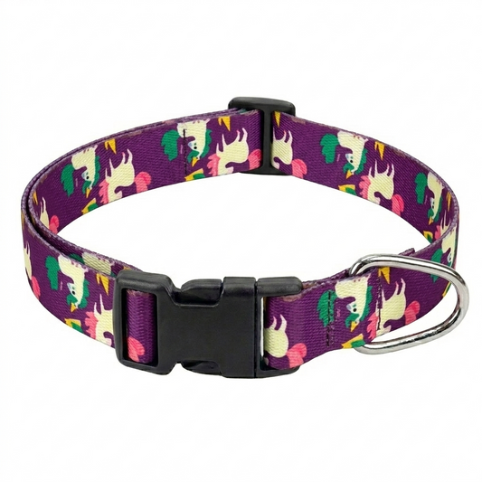 Kennel Printed Collar – Purple Unicorns