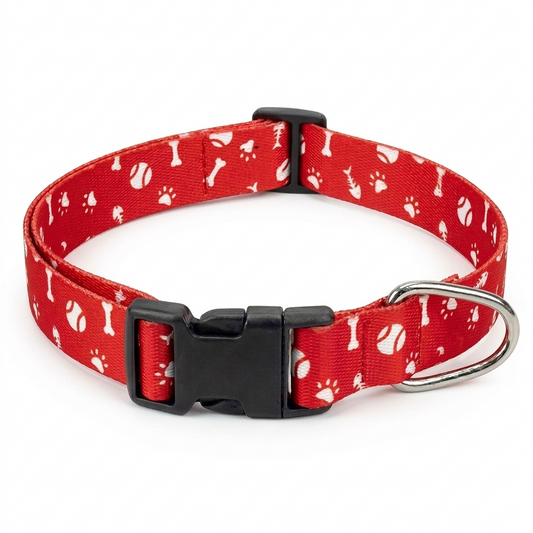 Kennel Printed Collar – Red Bones